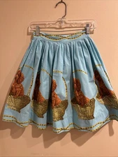 1950’s-1960’s Novelty Light Blue Circle Skirt With Dogs Sz XXS