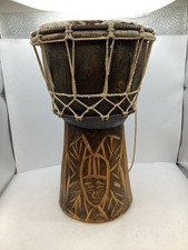 African Carved Wooden Bongo Djembe Drum (12” Tall)