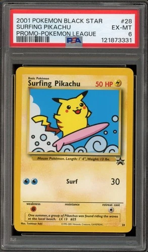 Pokemon Surfing Pikachu League Black Star Promo #28 PSA 6