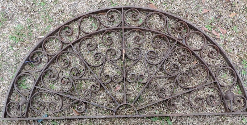 Hand Wrought Iron Arched Fan Scrolled Transom South Carolina Antique