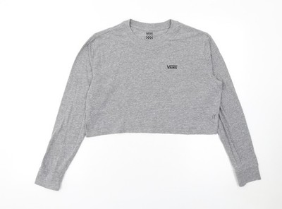 Vans Damen grau Cropped Langarm Rundhalsausschnitt T-Shirt Medium