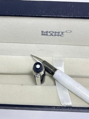 Montblanc Starwalker Ballpoint Pen Black+White Body With Marble Design Black Ink