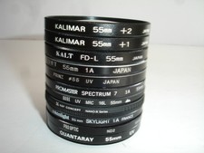 Lot of 11 55mm size lens filters Skylight UV CPL FDL ND2 Close UP AS IS filter