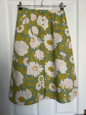 NEW ASOS Design Floral Button-Through Midi Skirt - Cotton & Linen Blend - Size 6