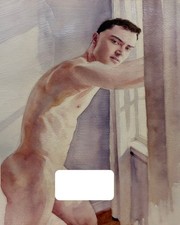 ✨Original Watercolor Nude Male Painting – Fine Art by Eric Fisher, Signed