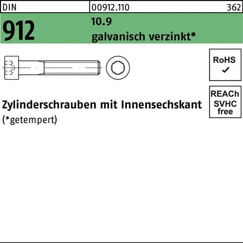 Zylinderschraube DIN 912 Innen-6Kt M10X55 10.9 Galv.Verz. 100St.-image
