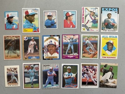 Tim Raines HOF - 18 Card/Sticker Lot, 1982-1994, all different, NM to MT