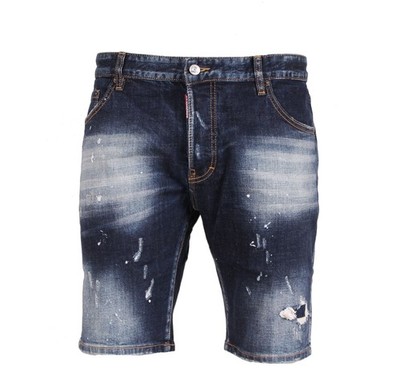 DSQUARED2 Men Medium Wash Jeans with White Spots Marine Shorts Size : 48, 50, 52