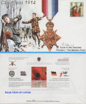 ERIC WILSON VC signiert Weihnachten 1914 FDC VICTORIA CROSS Empfänger Echtheitszertifikat