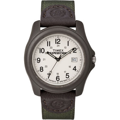 Timex T49101, Men's ''Expedition Camper'' Green Nylon Watch, Indiglo, Date, NEW