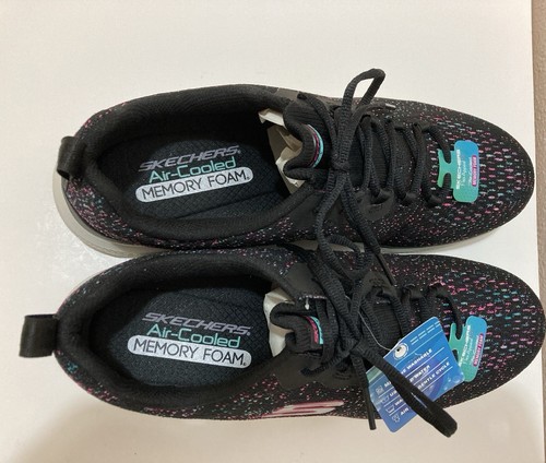 Women’s Skechers Flex Appeal VIVID SPIRIT / Memory Foam BLACK-BLUE-PINK SZ 11 - Picture 6 of 10