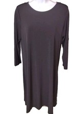 Michael Kors Shift Midi Dress Woman's Size Medium Zip Black 3/4 Sleeve Garment