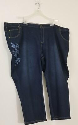 Woman Within Women's Jeans Plus Size 36W Petite Embroidered Leg