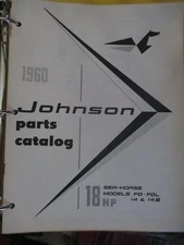 1960 Johnson 18hp fd fdl 14 14b Outboard Parts Catalog Manual
