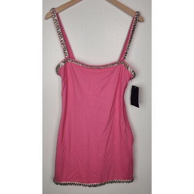 retrofete regina dress pink Retrofete Women's Sz. L Hyper Pink Regina Dress With Crystal Embellishments  NWT