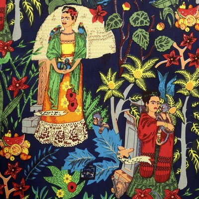50 Yards Fabric Indian Blue Frida Hand Printed Cotton Fabric Sewing Fabrics