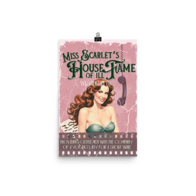 Clue 12''x18'' Poster - Miss Scarlet - Comedy Movie & Game - Rare Original Artwork