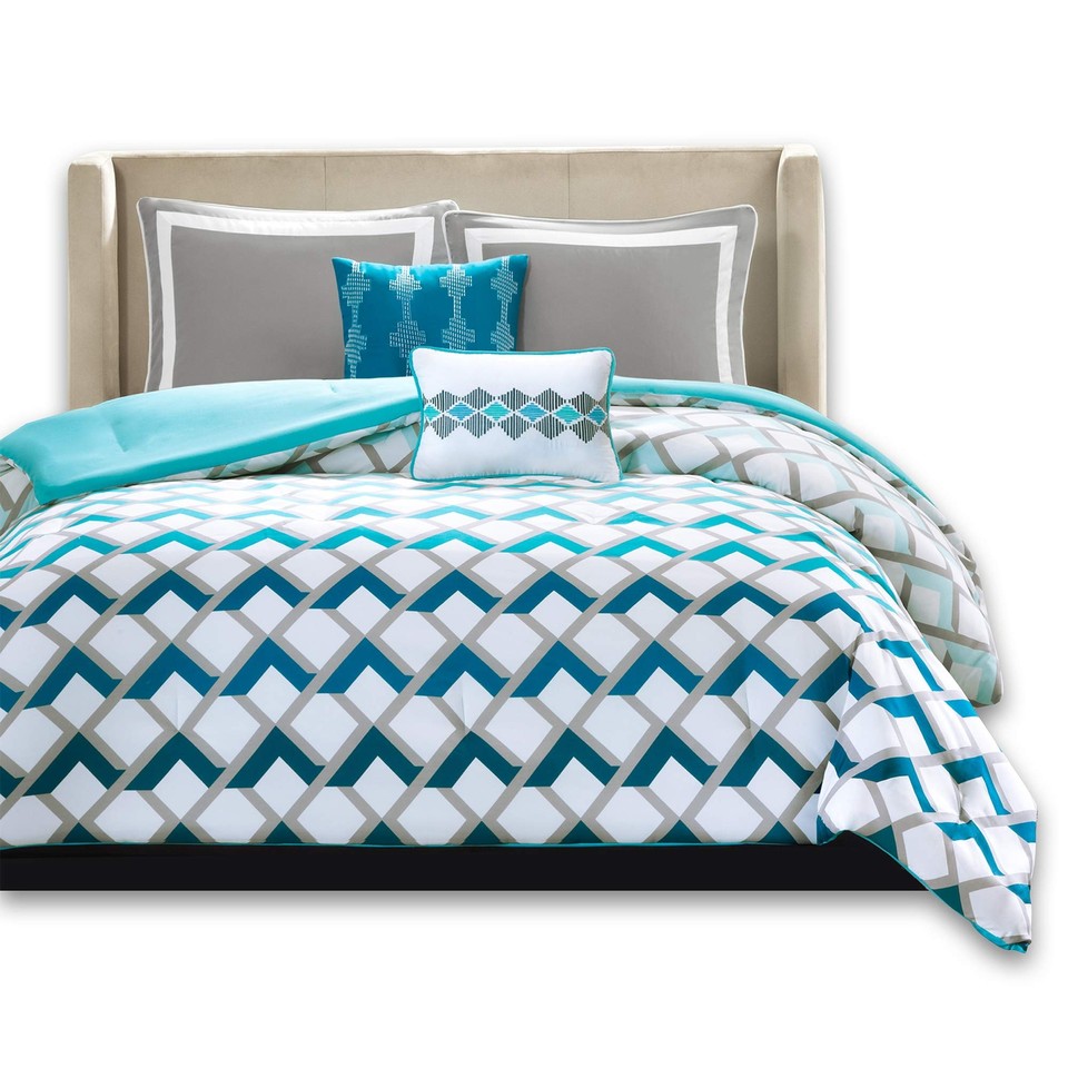 Cozy Comforter Set Geometric Design Modern All Season Vibrant Color