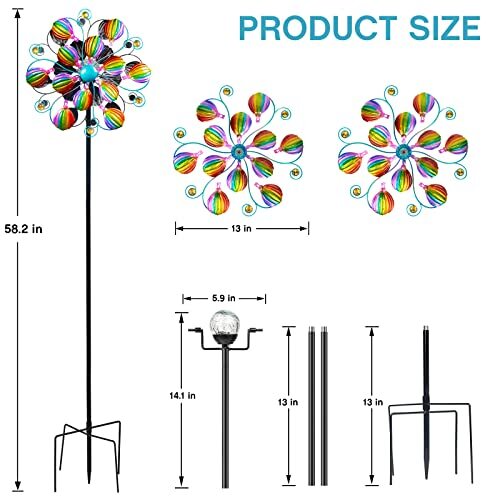 Solar Wind Spinners for Yard and Garden58.2 Inch Metal Wind Hot Air