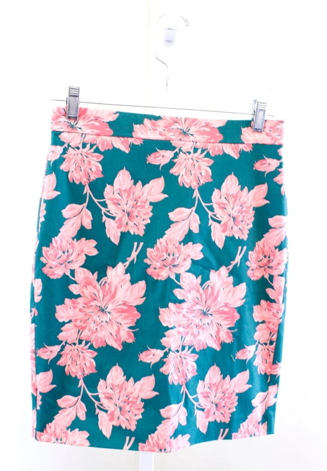 NWT J Crew Mercantile Womens Green Pink Floral Print Pencil Skirt Size 0