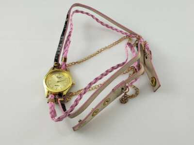 Women's Sloggi Analog Quartz Wrap Watch Pink Strap Faux Leather Diameter 1-1/8''
