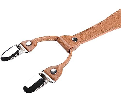 Men's Boys' Suspenders and Bow Tie Elastic with Leather Y 47": adult Blush Pink - Picture 3 of 3