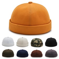 Men Women Solid Color Skullcap Hat Cap Casual Docker Sailor Brimless Hip Hop Hat