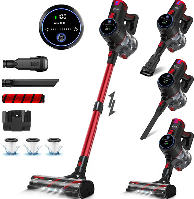 Cordless Vacuum Cleaner 6-in-1 Lightweight Smart Stick Vacuum Rechargeable Red
