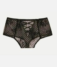 Victoria's Secret DREAM ANGELS High Waist Thong Panty Flock Dot Black Size: XS