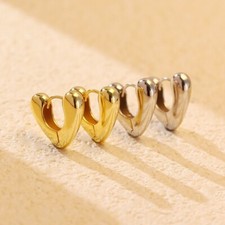 Fashion Women Real s925 Sterling Silver Heart Huggie Earring Stud Ear Hoop
