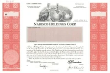 Nabisco Holdings Corp. - 1995 Specimen Stock Certificate - Specimen Stocks & Bon
