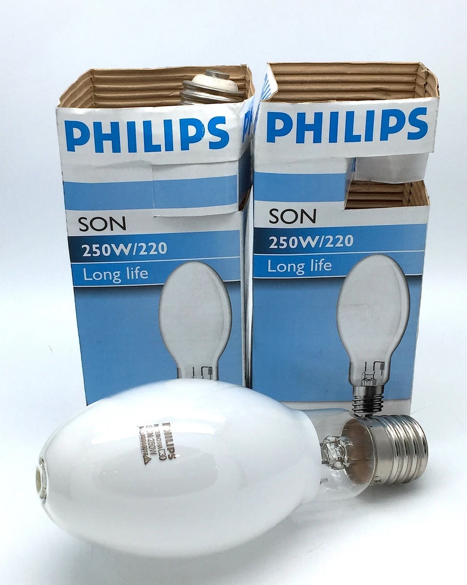 Philips SON 250W 220 High Pressure Sodium Lamp 250W E40 Coated x2