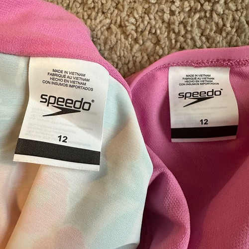 Speedo Swimsuit Tankini Two Piece Thin Strap Girls Size 12 Floral Pink Rare New - Picture 7 of 16