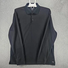 CG by Champion Golf Men's Large Polo Long Sleeve Solid Black Duo Dry Poly L
