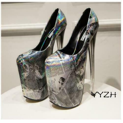 Womens Ultra High Stiletto Heels Shoes Queen Platform Big Size Nightclub Pumps - Picture 4 of 9