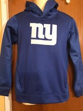 NFL TEAM APPAREL BOY GIRL YOUTH LARGE 14/16 GIANTS BLUE HOODED SWEATSHIRT EUC