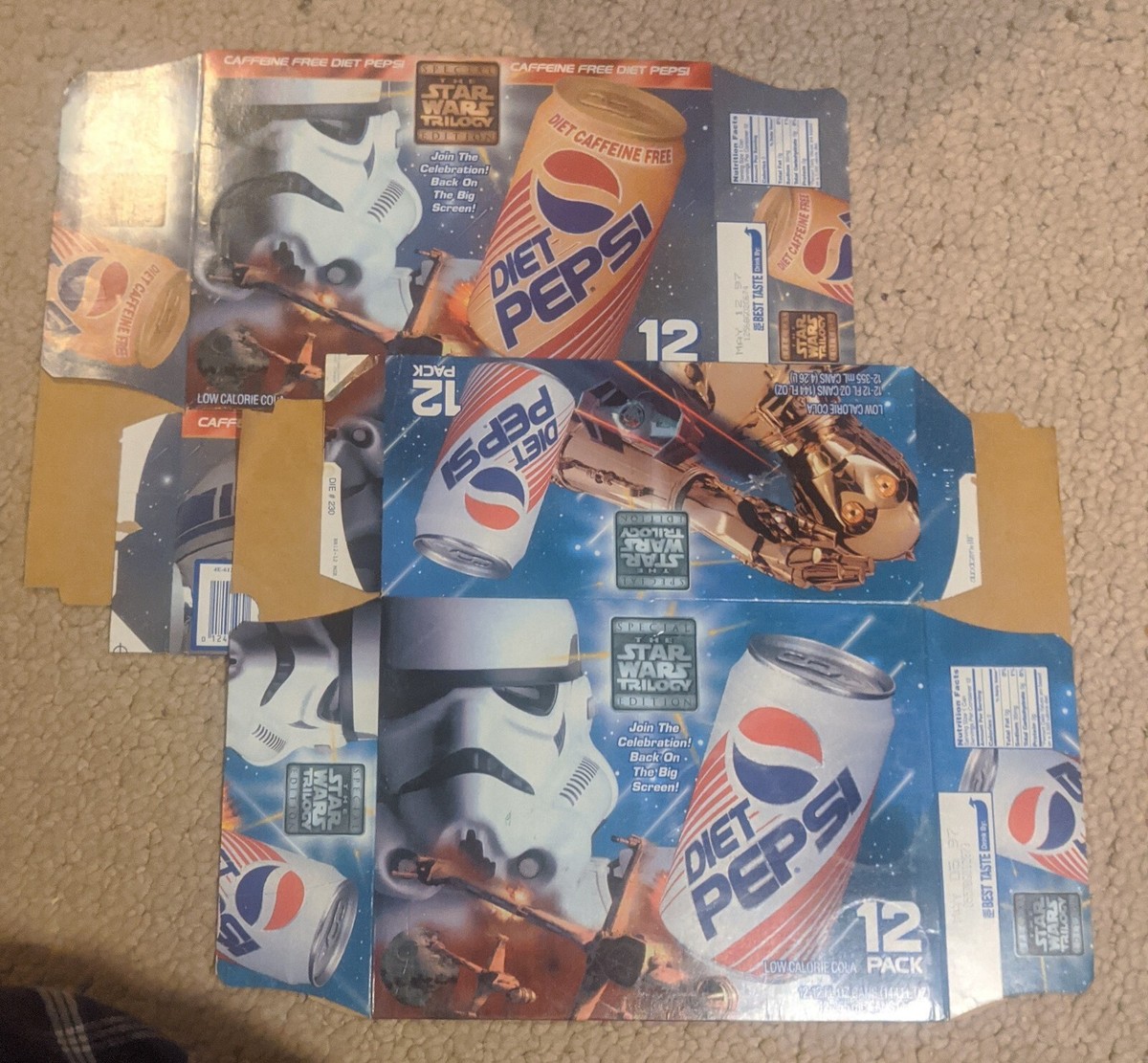 2x 1997 Pepsi Star Wars The Star Wars Trilogy R2-D2 C-3PO 12 Pack
