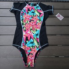 TYR Women's Black/multi Floral Florina Willa 1-piece Swim Zipper Back Sz S NEW
