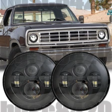For Dodge D100 D200 D300 Pickup 7inch Round LED Headlights Hi/Lo Sealed Beam 2x