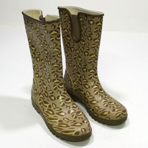 Sperry Pelikan hellbraun schwarz Leopard Gepard Druck Gummi Regenstiefel 6 9771544 E185  - Bild 1 von 5