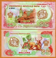 Indochinese Peninsula $5, 2021, Clear Window Polymer Deer, Sultan Abdul Samad