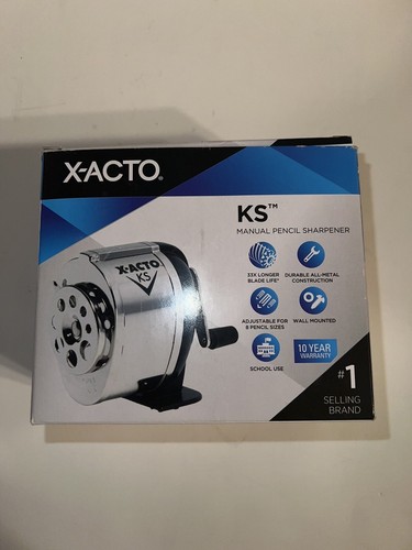 X-Acto KS Manual Classroom Pencil Sharpener Counter/Wall-Mount Black/Chrome 1031