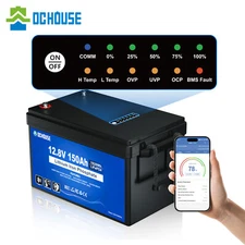12V 150Ah LiFePO4 Battery Bluetooth with SOC Status Indicators Trolling Motors