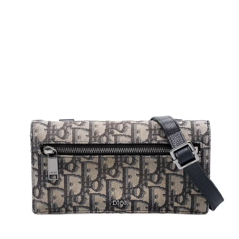 Mini sac croisé Christian Dior noir pochette oblique WOC