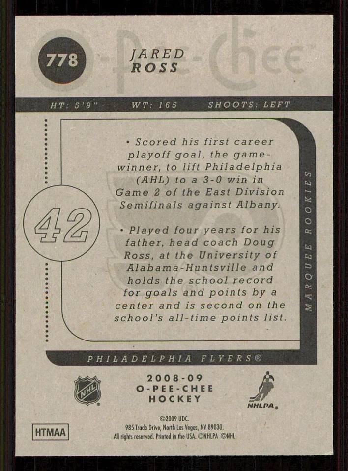 2008-09 O-Pee-Chee #778 Jared Ross RC - Image 2 of 2