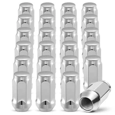24px Chrome Closed End Bulge Acorn M14x1.5 Lug Nuts for Chevy Silverado Ford GMC