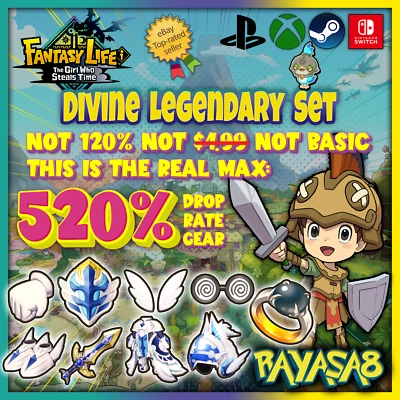 NINTENDO 💥 Divine Legendary Set | In-Game 520% Drop Rate Gear | Fantasy Life i