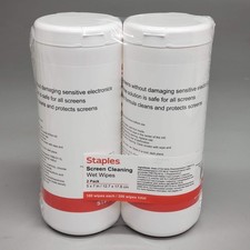 ZA STAPLES 2 Pack Screen Cleaning Wet Wipes 100ct 5x7" ST61848 Non-Abrasive