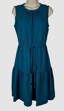 Calvin Klein Women's Blue Sleeveless Tiered A-Line Midi Dress Size 4