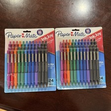 2 Groups Paper Mate InkJoy 300 RT Ballpoint Retractable 24 Pens, Assorted Colors
